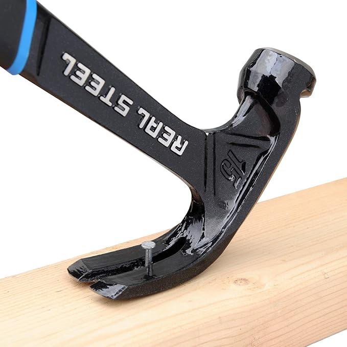 Real Steel 15 Oz One Piece Forged Curve Claw Framing Hammer with Cushion Grip 0516