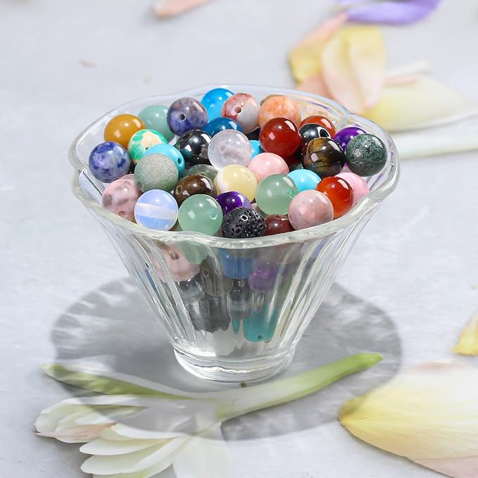 0.5lb 280pcs Natural Stone Beads Multicolor Random Mixed Assorted Round Loose - Image 3