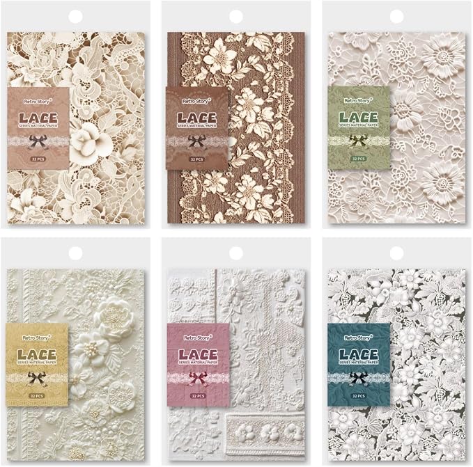 192 Sheets Vintage Romantic Lace-Themed Scrapbook Paper Kit, 4x5.5 Delicate - Image 8