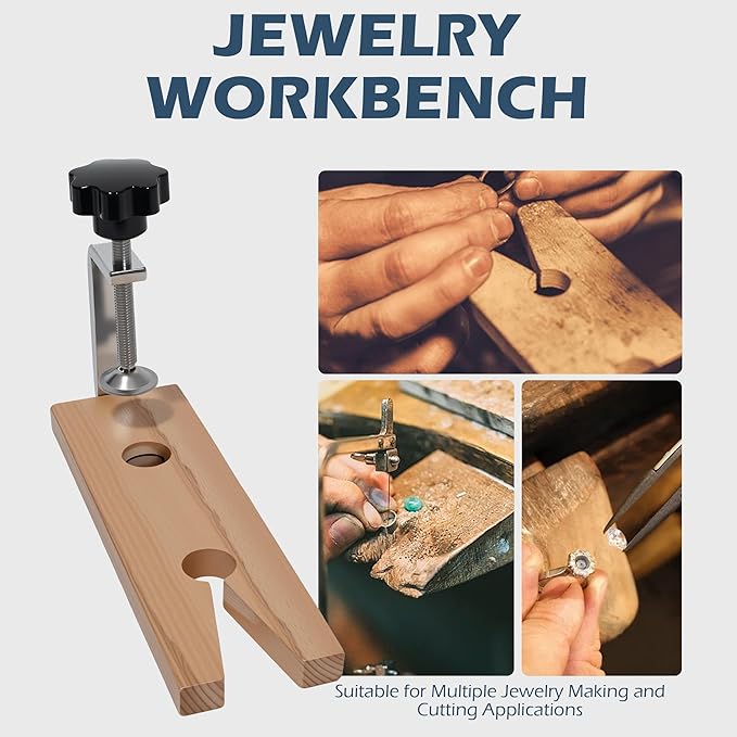 Jewelers Tools Set, Ring Making Kit, Silversmithing Starter Kit, Ring Sizer Mandrel Measuring Tool, Jeweler Saw Frame, Bench Pin Clamp Silversmithing Supplies