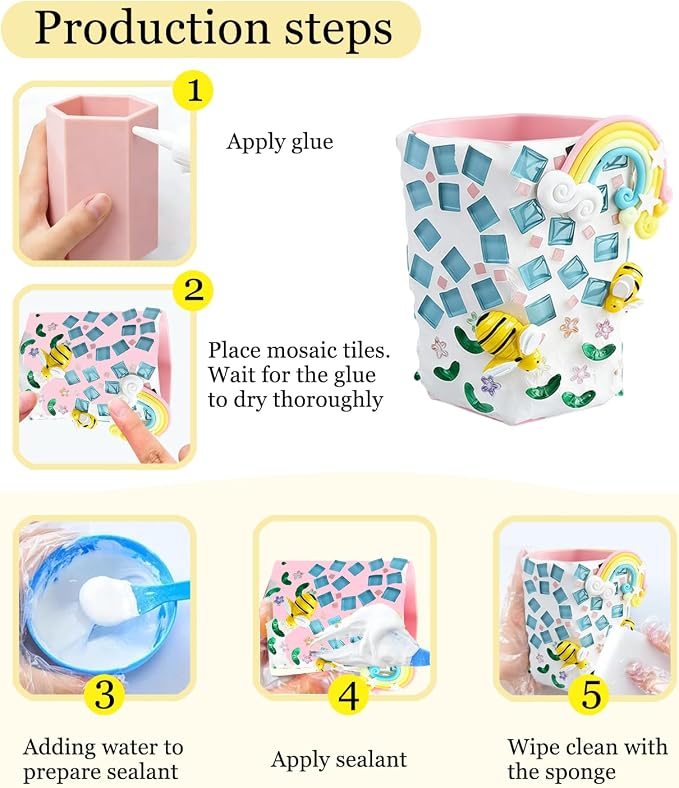 YUCHIYA DIY Glass Mosaic Pen Holder Craft Kit - Image 5