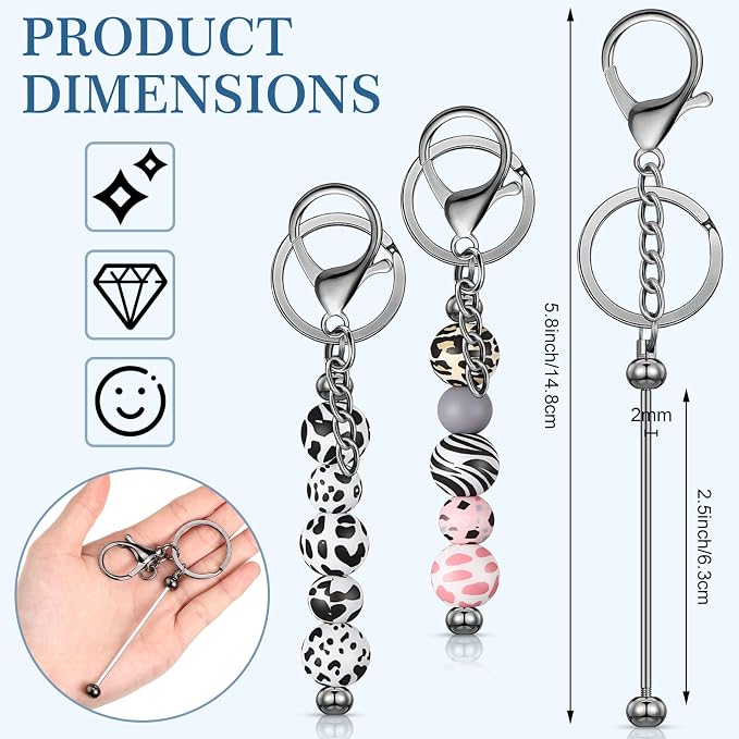 Tondiamo 24 Pcs Beadable Keychain Bars Bulk Beads - Image 2