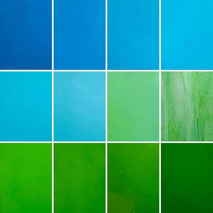 LITMIND 12 Sheets Smooth Transparent Stained Glass Sheets Blue & Green Gradient - Image 8