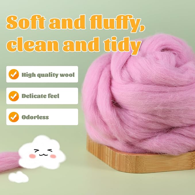 3.53oz Wool Roving, Wool Felting Supplies, Pure Wools, Chunky Yarn, Spinning - Image 3