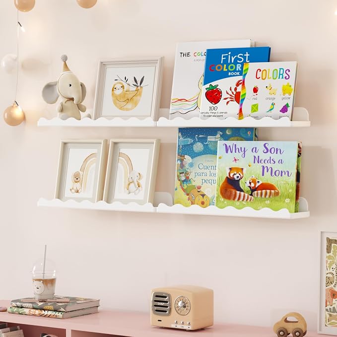 Lifewit Plastic Nursery Floating Book Shelves 12 Pack, Hanging Bookshelf Racks - Image 2