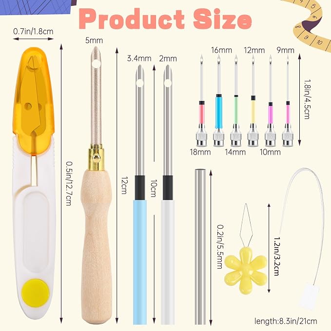 AUGSUN 13 Pcs Punch Needle Kit Embroidery Tool Set - Image 6