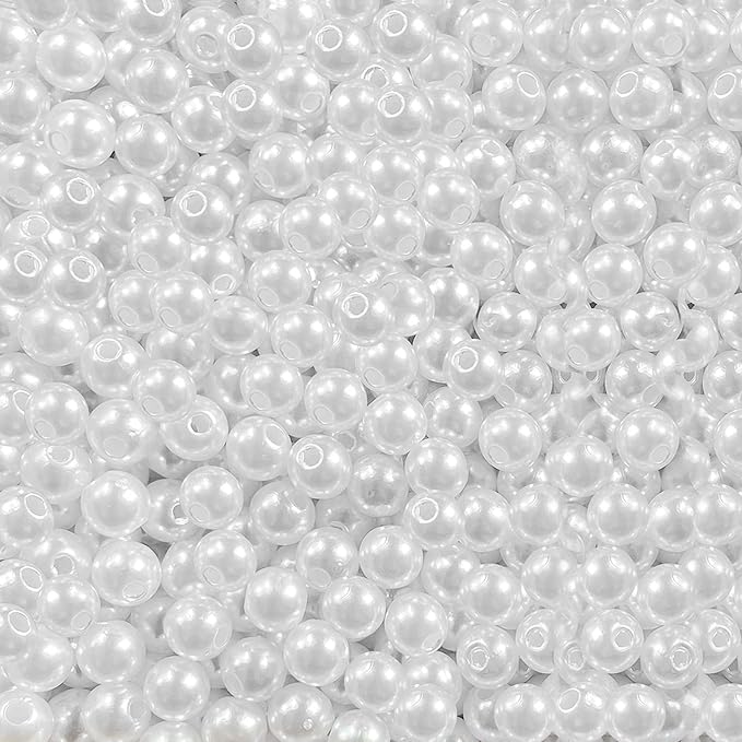 1200pcs Pearl Beads for Jewelry Making, 6mm Round Loose Pearls Beads by HILELIFE
