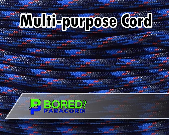 BORED? PARACORD! 550 lb Paracord - Ideal for Crafting, Camping, DIY Projects, Active & Military Outdoors - Strong Survival Rope - Tactical Parachute Cord Type III - Survival Camo 50 Feet