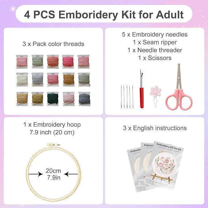 Huacan Embroidery Kit for Beginners - Image 2