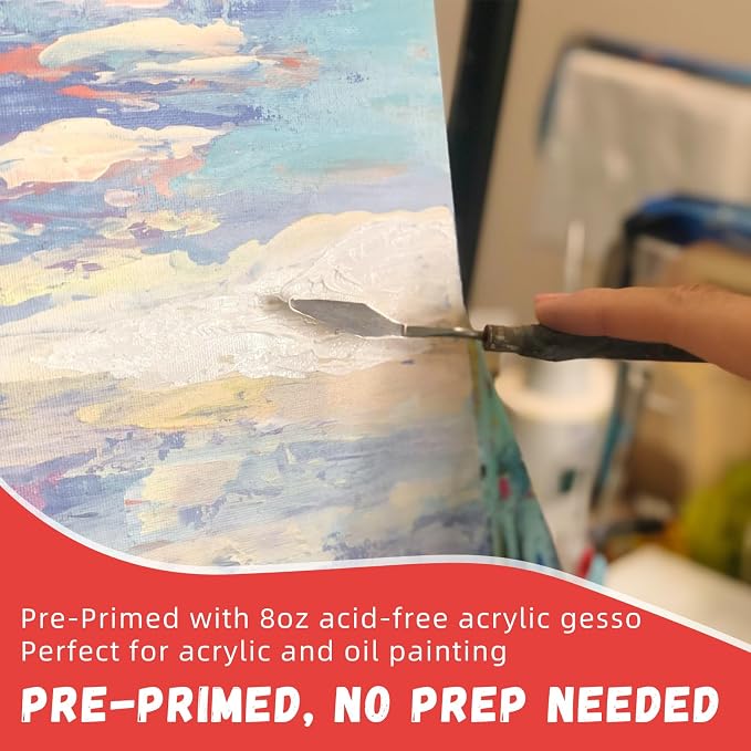 Simetufy 9x12 inch 60 Pack Painting Canvas Boards- Gesso Primed | Acid-Free - Image 6