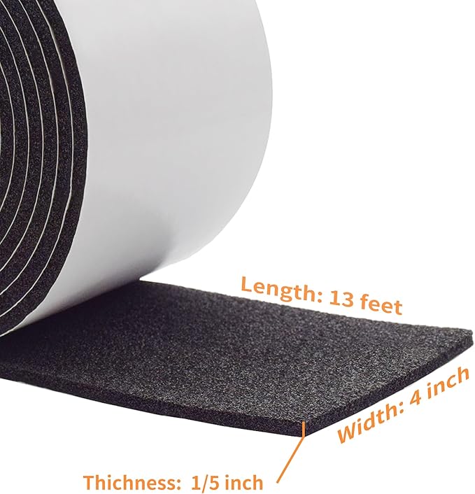 DOBTIM Pipe Insulation Foam Wrap Tape, self Adhesive with high Resilience for Pipe Insulation Wrap 13 Ft Long x 4 Inch Wide x 1/5 Inch Thick