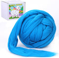 QMNNMA Wool Roving 0.88 lb, Natural Wool Roving, Needle Felting Wool-Blue | by Qmnnma
