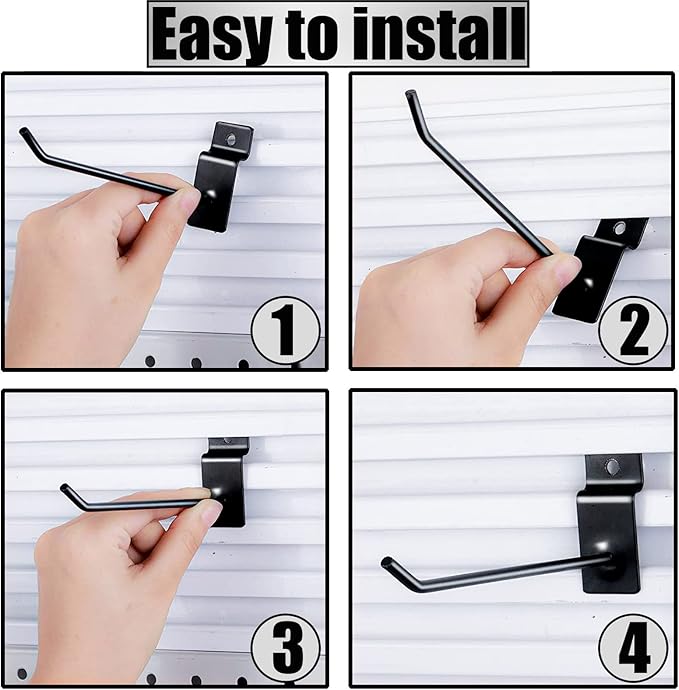 120 Packs Slatwall Hooks 6 and 8 Inch Slatwall Accessories Slat Wall Hooks Heavy Duty Pegboard Hooks for Room Garage Shop Retail Display