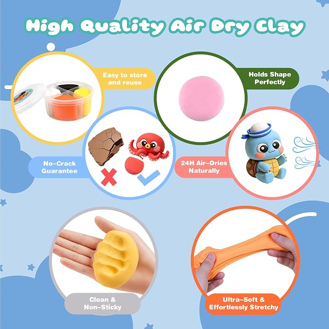 Air Dry Clay Kit, 12 Sea Creature Modeling Clay - Image 4