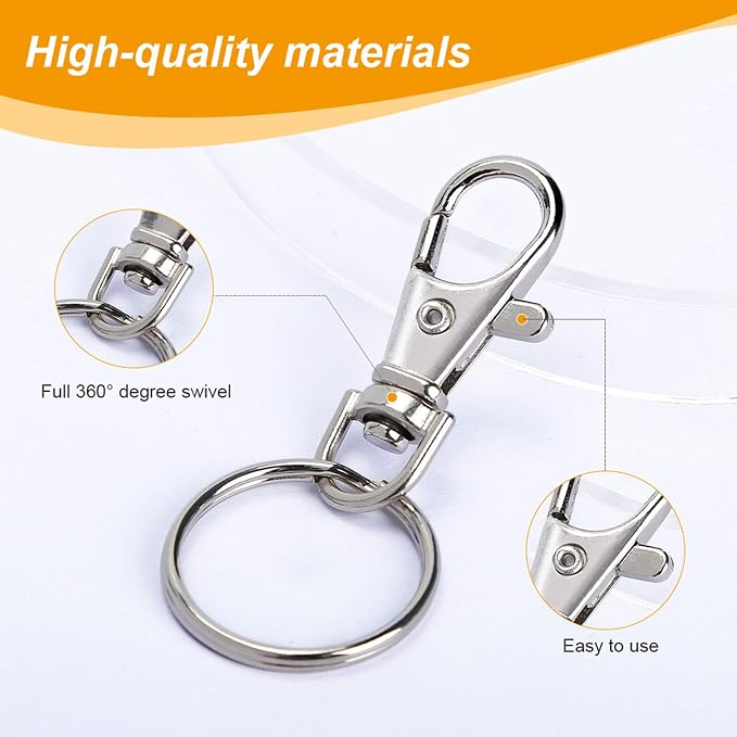 100PCS Swivel Snap Hooks with Key Rings, Premium Metal Swivel Lobster Claw - Image 4
