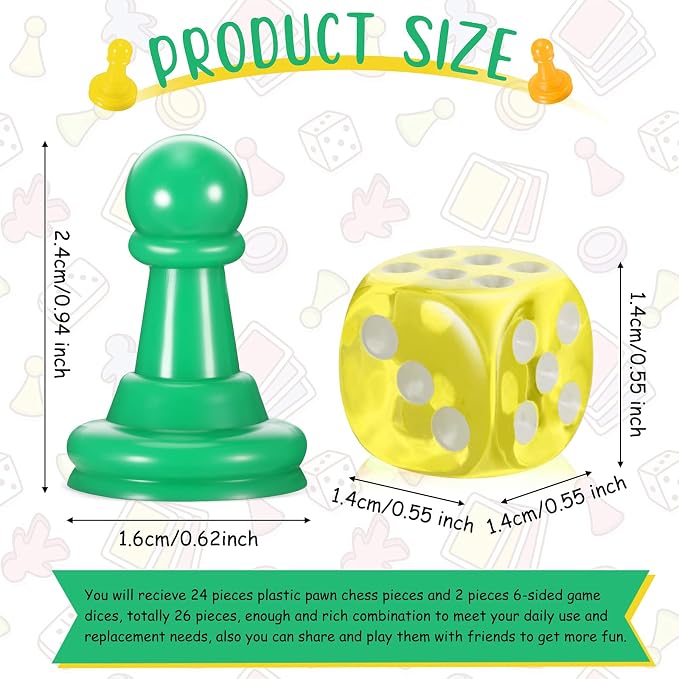 40 Pcs Multicolor Plastic Pawn Game Pieces - Image 2