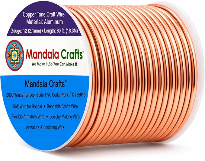 Mandala Crafts 12 Gauge Copper Tone Anodized Aluminum Craft Wire, 60 FT | by MandalaCrafts