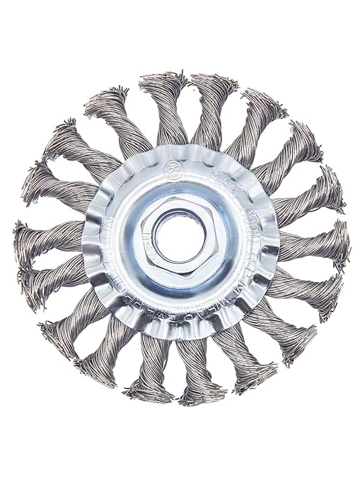 Knotted Wire Wheel Brush 4in 5/8-11 Threads Arbor for 4-1/2" Angle Grinder - 1pcs