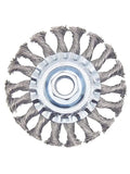 Knotted Wire Wheel Brush 4in 5/8-11 Threads Arbor for 4-1/2" Angle Grinder - 1pcs