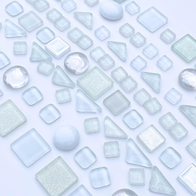 LITMIND 1.1 LB White Irregular Glass Mosaic Tiles by LITMIND