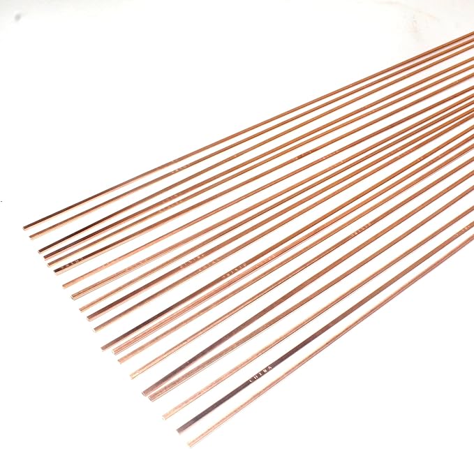 Brazing Rods Phosphor Copper 5% Silver Nitrate Sticks Copper Solder Kit Alloys Flat Industry Welding Rods for Air-conditioners, Refrigerators Pipe Gas and Freezers Storage HVAC(5% Silver Bcup-3)