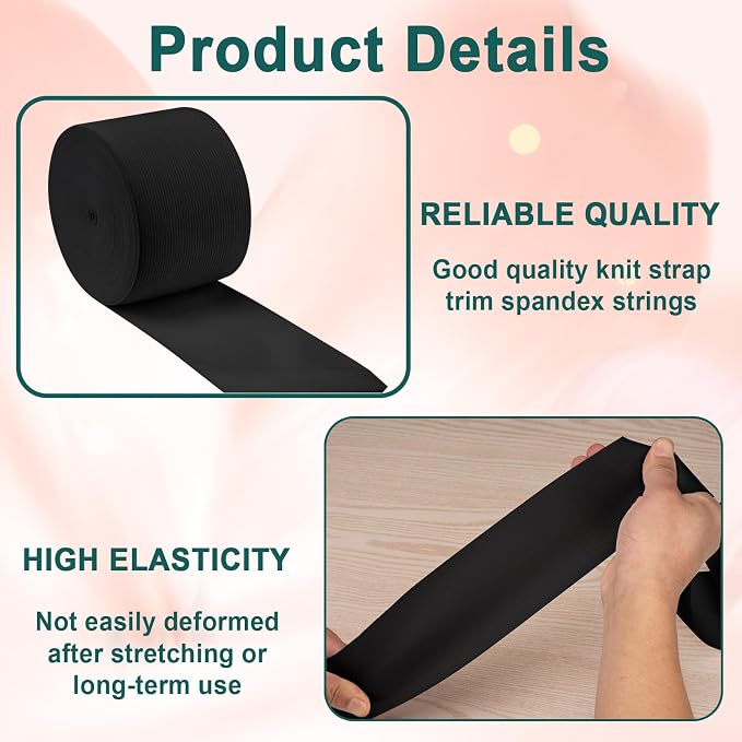 Airisoer 3 Inch Elastic Band for Sewing, 12 Yard High Elasticity Sewing Elastic - Image 3