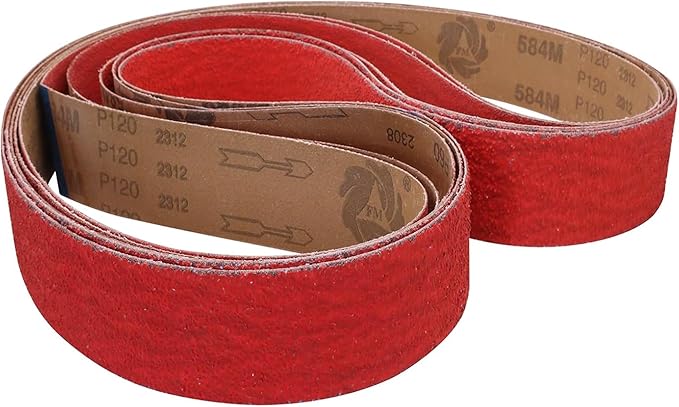 2 x 72 Ceramic Grinding Belts, 2x72 Inch Metal Sanding Belt, 36 40 60 80 120 Grits Knife Sharpening Sander Belts Assortment, 5 Pack