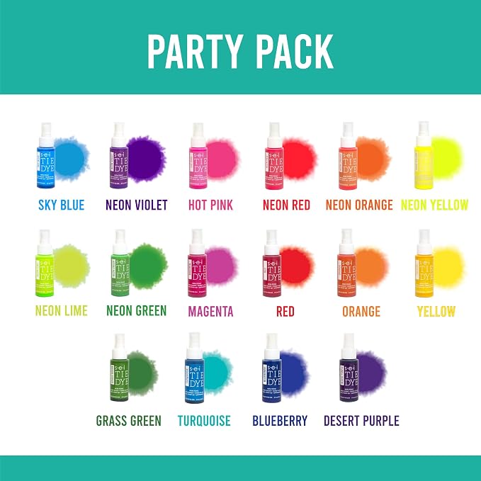 SEI 16 Pack Classic & Neon Tie Dye Spray Kit, Tye Dye Kits - Image 2