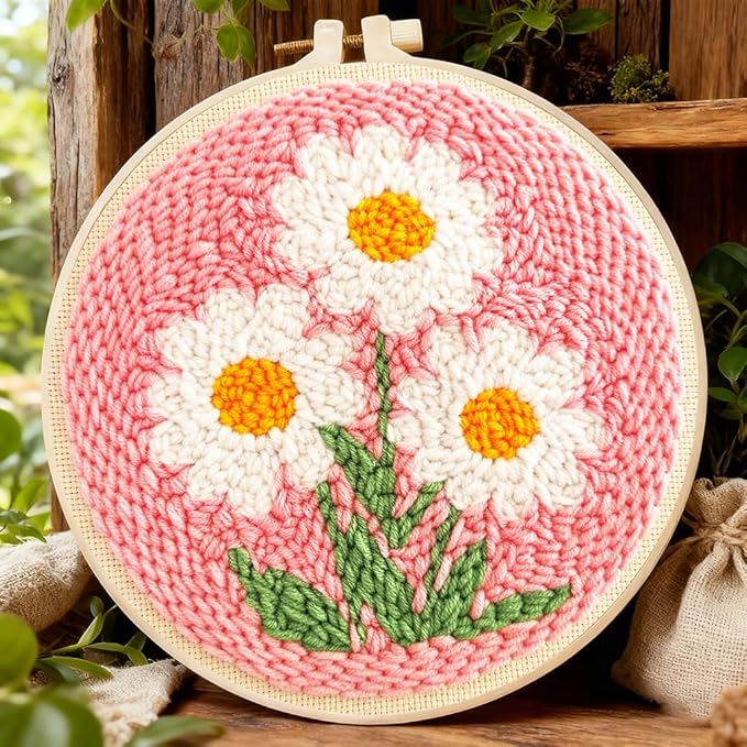 TCDZMYGS Flower Punch Needle Kits, Daisy Punch Needle Kits by TCDZMYGS