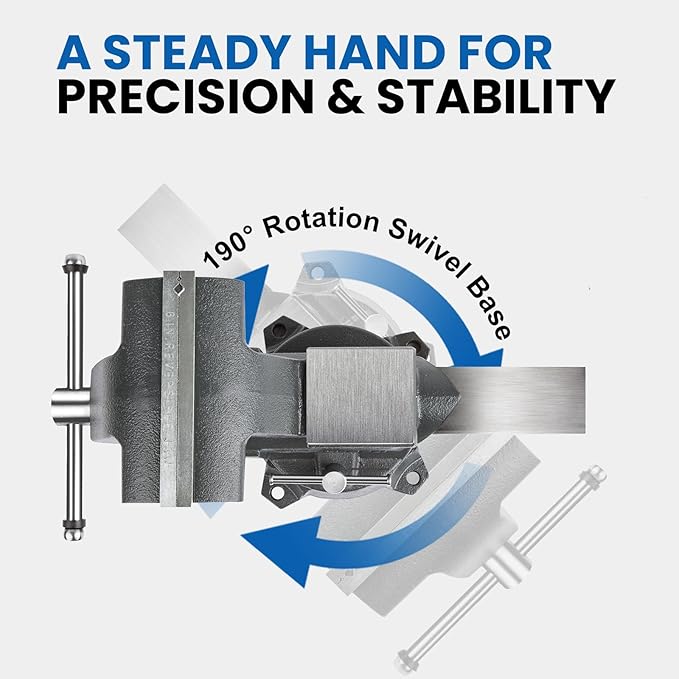 Forward CR80A 8 Inch Bench Vise Heavy Duty Vice with Anvil and 190 Degrees Swivel Base (8")