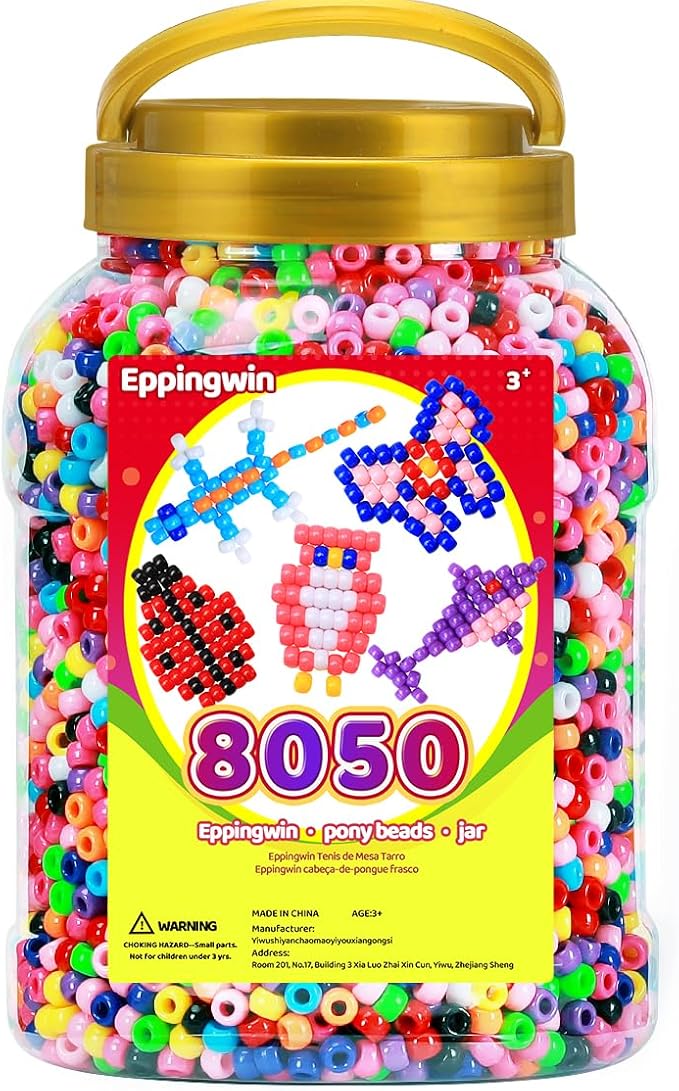 Eppingiwn 8050pcs Pony Beads, Plastic Bead by Eppingwin
