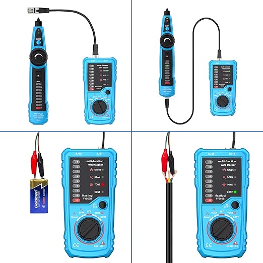 Network Cable Tester, Digital Signal Line Finder with Probe Tone, Ethernet LAN Network Cat5 Cat6 Cable Maintenance Collation, RJ11 RJ45 Cable Tracer, Telephone Line Test