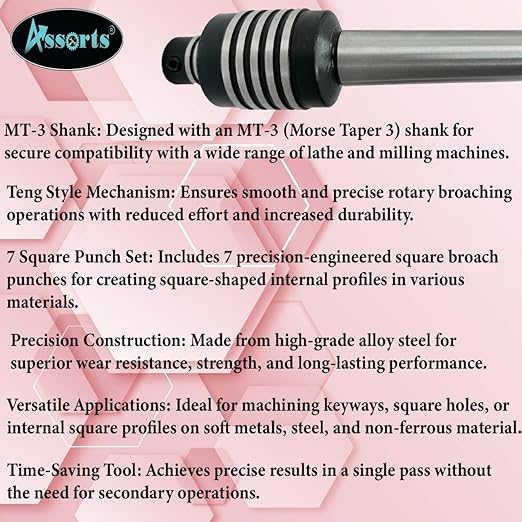 Assorts New MT-3 Teng Style Rotary Broach with 7 Square Punch
