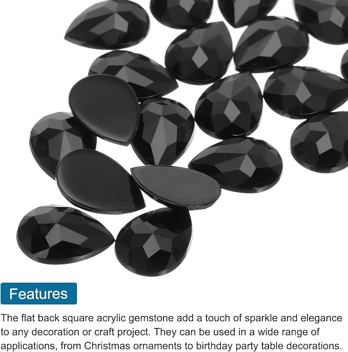 MECCANIXITY 50PCS Flat Back Acrylic Teardrop Gems 13x18mm Artificial Rhinestones - Image 4