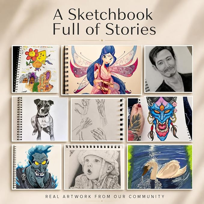 Artist’s Sketchbook Hardcover – 200GSM Very Thick Paper – Spiral Sketch Book - Image 6