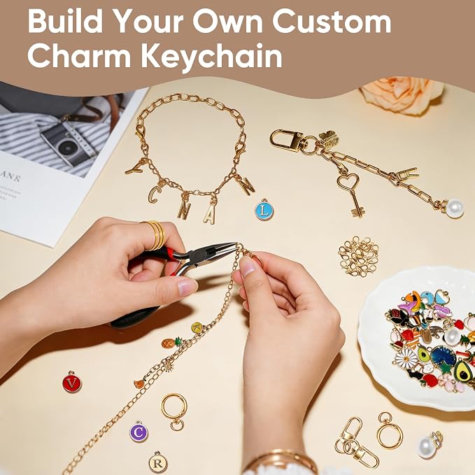WDXIUE Keychain Making Kit, Charms Lip Gloss Key Chain Bracelet Design Set - Image 2