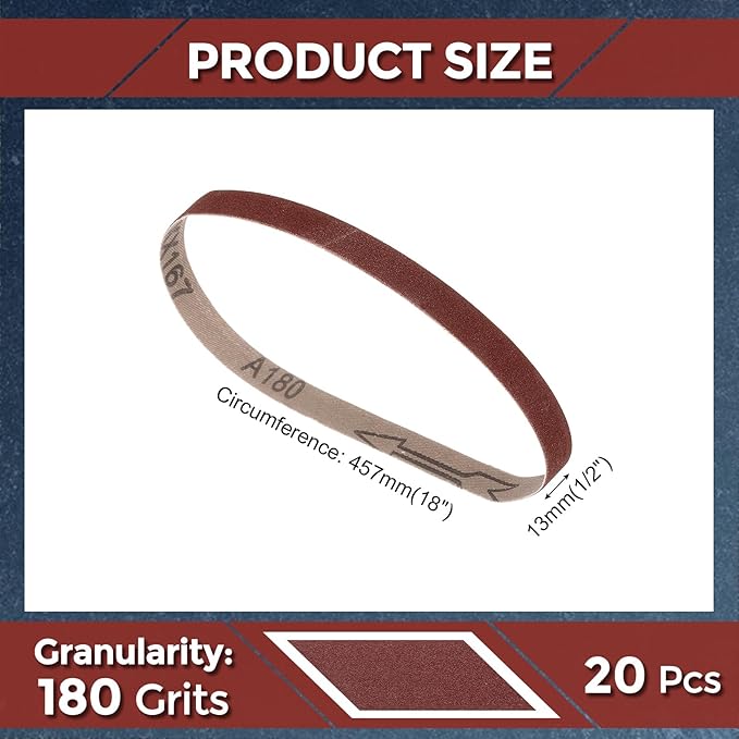 20 Pcs Sanding Belts 1/2 x 18 Inch 180 Grit Aluminum Oxide Abrasive Sandpaper for Belt Sander Metal Grinding Wood Working Weld Rust Removal