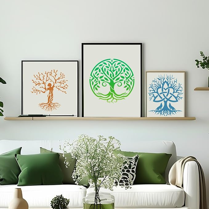 Yazhiji 15Pcs 6 x 6 Inch Tree of Life Stencil, Reusable Stencils - Image 3