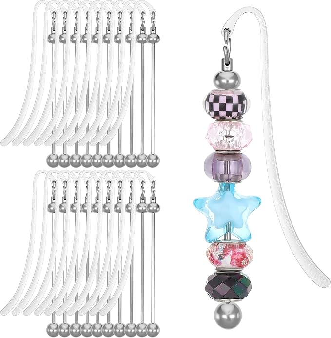 Beadable Bookmarks 20pcs Beaded Bookmark DIY Metal Blank Bar Bulk by WYLIGHTINGLEVEL