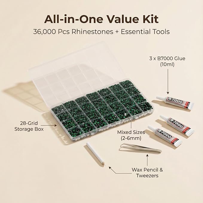 36000Pcs Emerald Green Rhinestones - Image 2