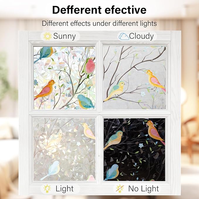Ranzdn Window Privacy Film, Stained Glass, Static Cling, 35.4" x 78.7" | No - Image 7
