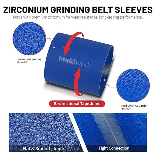 Zirconium Grinding Belt Sleeve, 3.5" Diameter x 4" Width Mix Grit Metal Grinder Tool Attachment, 10 Pcs (2 Each of 40/60/80/120/180 Grit), Expanding Drum not Included