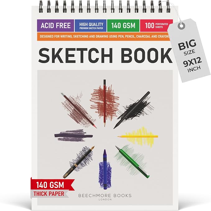 BEECHMORE BOOKS 9"x12" Spiral Bound Sketchbook by BeechmoreBooks