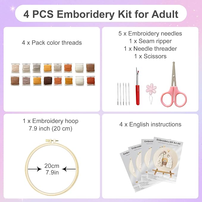 Huacan Embroidery Kit for Beginners - Image 2