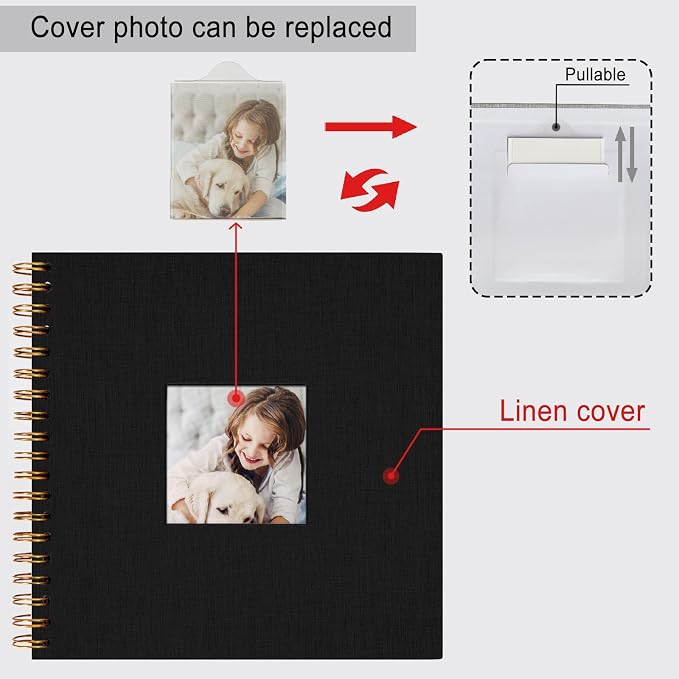 8 x 8 Inch Scrapbook Photo Album, Hardcover Kraft White Pages Arch Window Photo - Image 5