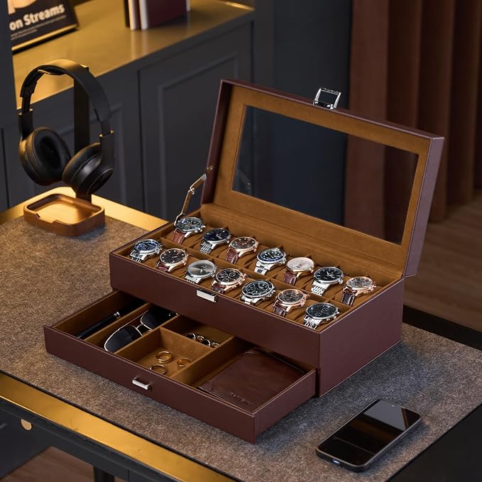 ProCase Watch Box, 14 Slot Mens Watch Case - Image 4