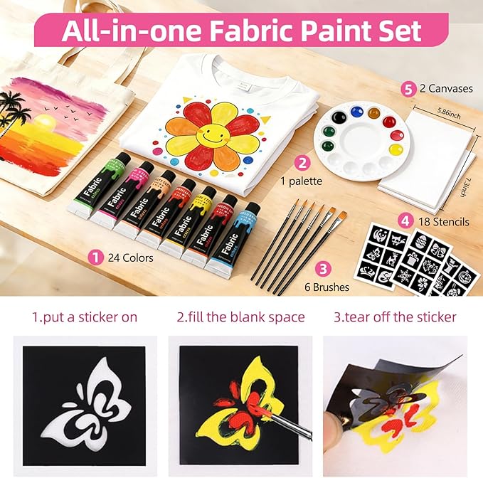 Colorful Fabric Paint Set for Clothes 24 Colors - Image 6