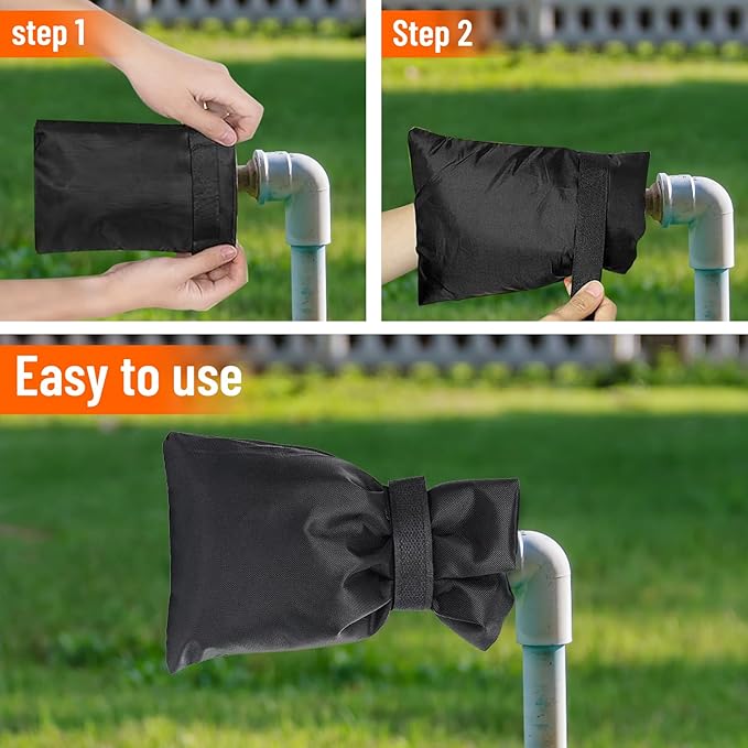 3 Pieces Outdoor Faucet Covers,Winter Anti-Freeze 9.8" H X 7" W Faucet Insulation Cover Winter Outdoor Pipe Insulation Protective Cover,Outdoor Wall Garden Courtyard Faucet Covers (Black)