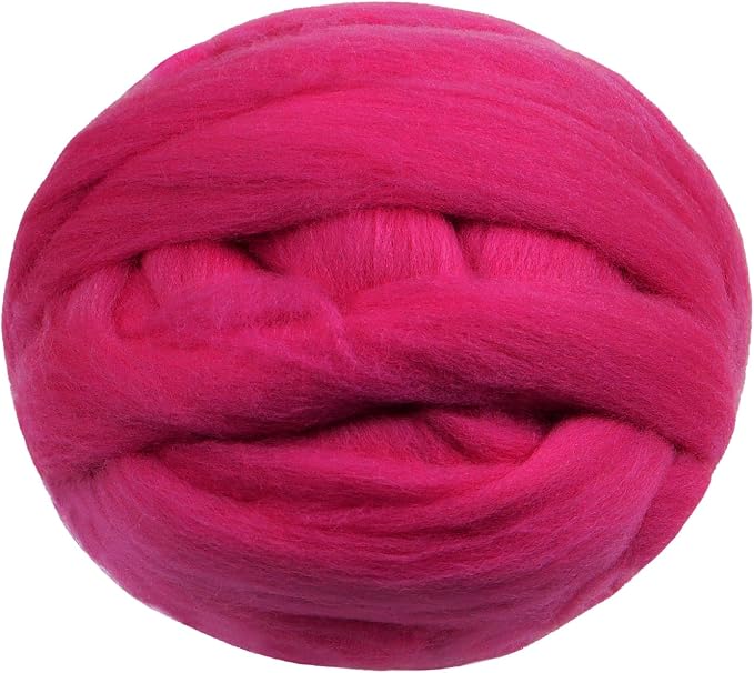 JeogYong Needle Felting Wool, 3.53oz Wool Roving Chunky Wool Yarn, Rose Red by JeogYong