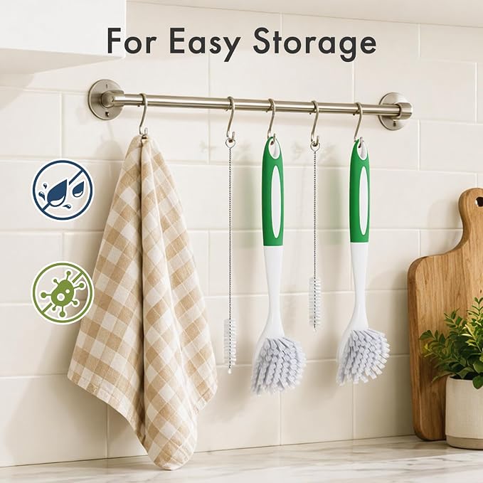 Amazer Dish Brush with Handle, 2 Pack Kitchen Scrub Brushes with Built-in - Image 7